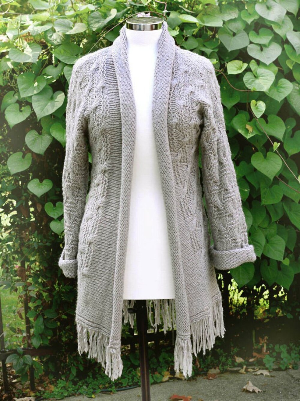 Even Long Fringed Sweater in Greige